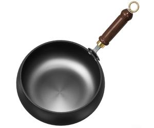 EasyByMall Uncoated Iron Pan, Big Belly Pot, 26.5 * 13.5 * 27.5cm Thick Wall and Bottom Design for All Cooking Styles and Recipes(A)