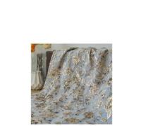 EasyByMall Vintage Jacquard Fabric Blue Gray Embossed Polyester for Sewing, Upholstery, Curtains and Apparel, 155x100cm
