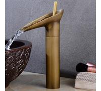 EasyByMall Waterfall Counter Top Basin Mixer Tap, Bathroom Sink Tap, Copper Wine Cup Faucet, Hot Cold Basin Mixer Tap Single Lever Brass Faucet Bronze Finish(Tall Gold), 1I1LFEO461PEX4UB3GGDU97