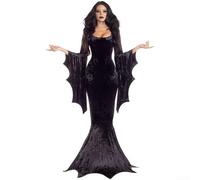 EasyByMall Women's Gothic Victorian Witch Vampire Dress Medieval Renaissance Halloween Cosplay Costume, For Halloween,Party,Holiday Party(M Black)