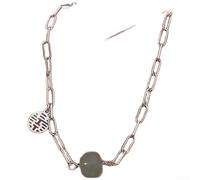 EasyByMall Women's Minimalist Bracelet With Vintage Jade Effect And Fu Character Representing For NATIONAL Style Heritage(Silver)