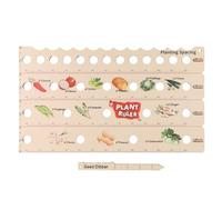 EasyByMall Wooden Plant Ruler and Digging Tool Set, Gardening Spacing Measurement Board with Clear Intervals for High Density Vegetable Garden, Wood Transplanter for Beginners and Pros