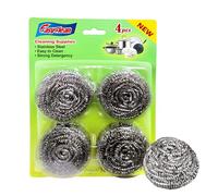 EasyClean 4pk Heavy Duty Spiral Steel Scourers,Metal Scourer Durable,Rust-Resistant,Reusable Cleaning Pads,Tough on Grease & Grime,Perfect for Cleaning Pots,Pans,Grills,Ovens & Tough Stains