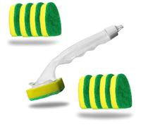 Easyclean 8 x Sponge with Dispensing Non-Scratch and Leakproof Washing Up Heavy Duty Brush Kitchen Scourer Dish Brush & Refill Heads,Ergonomic Handle,Bathroom Scrubbing Kitchen Cleaner
