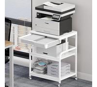 EasyCom 23.6''x18.9'' Extra Large Printer Stand with Drawer, 5-Adjustable Heights, 3-Tier, Wheels, Storage for Printer, Scanner, Fax, Home Office Use