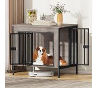 EasyCom Dog Crate Furniture for 1 or 2 Dogs, Heavy Duty Single/Double Dog Crates for Small/Medium/Large Dogs, Dog Kennel Furniture Indoor as TV Stand, Small Size 28.15" L(0-20 Pounds), Oak Grey