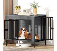EasyCom Dog Crate Furniture for 1 or 2 Dogs, Heavy Duty Single/Double Dog Crates for Small/Medium/Large Dogs, Dog Kennel Furniture Indoor as TV Stand, Small Size 28.15" L(0-20 Pounds), Dark Grey