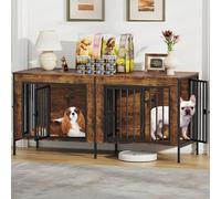 EasyCom Dog Crate Furniture for 1 or 2 Dogs, Heavy Duty Single/Double Dog Crates for Small/Medium/Large Dogs, Dog Kennel Furniture Indoor as TV Stand, Small Size 55.12" L(0-20 Pounds), Brown