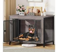 EasyCom Dog Crate Furniture for 1 or 2 Dogs, Heavy Duty Single/Double Dog Crates for Small/Medium/Large Dogs, Dog Kennel Furniture Indoor as TV Stand, Extra Large Size 47.24" L(65-92 Pounds), Oak Grey