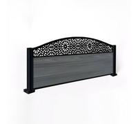 Easycomposite 2Ft Composite Fence Panel & Aluminium Post Fitted Above Ground - Anthracite Boards & Morocco Curved Trellis