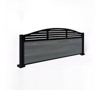 Easycomposite 2Ft Composite Fence Panel & Aluminium Post Fitted Above Ground - Anthracite Boards & Slat Curved Topper Trellis