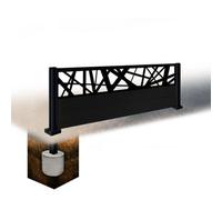 Easycomposite 2Ft Composite Fence Panel & Aluminium Post Sunken In Ground - Black Boards & Laser Topper Trellis