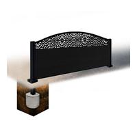 Easycomposite 2Ft Composite Fence Panel & Aluminium Post Sunken In Ground - Black Boards & Morocco Curved Topper Trellis