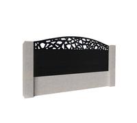 Easycomposite 2Ft Composite Fence Panel Into Existing Concrete Posts - Black Boards & Pebble Curved Topper Trellis