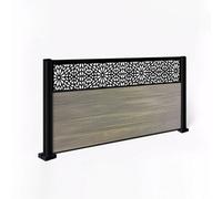 Easycomposite 3Ft Composite Fence Panel & Aluminium Post Fitted Above Ground - Greige Boards & Morocco Topper Trellis