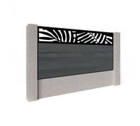 Easycomposite 3Ft Composite Fence Panel Into Existing Concrete Posts - Anthracite Boards & Leafy Topper Trellis