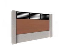 Easycomposite 3Ft Composite Fence Panel Into Existing Concrete Posts - Teak Boards & Slat Topper Trellis