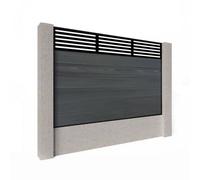 Easycomposite 4Ft Composite Fence Panel Into Existing Concrete Posts - Anthracite Boards & Slat Topper Trellis