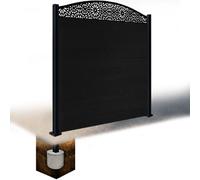 Easycomposite 6Ft Composite Fence Panel & Aluminium Post Sunken In Ground - Black Boards & Morocco Curved Topper Trellis
