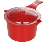 Easycook Microwavable Non Stick Red Saucepan with Lid Polly Carbonate Non-staining BPA Safe 750ml