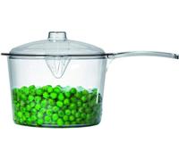 Small Clear Microwave Saucepan With Lid Easy Pour Spout For Soup Veg 500Ml