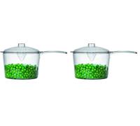 Easycook Microwave Sauce Pan, Clear, 500ml, Poly-Carbonate Finish, Microwave Safe, Durable, Stylish, Includes Sauce Pan and Lid (Pack of 2)