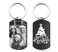 Easycosy Christmas Gifts Personalised Photo Keyring Engraved Double Sided Keychain Custom Christmas Birthday Anniversary Memorial Xmas Secret Santa Gifts for Men Women Him Her Dad Mum