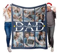 Easycosy Fathers Day Dad Gifts Personalised Blanket Custom Photo Blankets Dad Blanket Customised Birthday Anniversary Memorial Gifts for Daddy Men Grandad Boyfriend Husband from Son Daughter