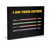 Easycosy Fathers Day Dad Gifts Personalised Canvas Prints Star Wars Theme Lightsaber Canvas Wall Art Home Room Decor Personalised Anniversary Birthday Gifts for Men Dad from Daughter Son