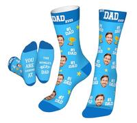Easycosy Fathers Day Dad Gifts Personalised Funny Socks with Photo Custom Face Novelty Socks Personalised Birthday Anniversary Funny Gifts for Women Men Him Her Dad Mum from Daughter Son