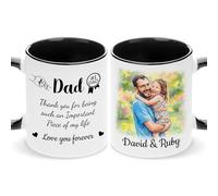 Easycosy Fathers Day Dad Gifts Personalised Mug (11oz) Custom Ceramic Coffee Mug Cup with Photo Watercolour Personalised Gift Father's Day Anniversary Birthday Gifts for Papa Grandad from Daughter Son