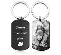 Easycosy Gifts for Women Men Christmas Personalised Photo Keyring Engraved Double Sided Keychain Custom Birthday Anniversary Memorial Xmas Secret Santa Gifts for Couple Him Her