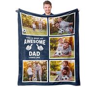 Easycosy Personalised Blanket Dad Gifts Custom Photo Blankets Dad Blanket Customised Birthday Anniversary Memorial Gifts for Daddy Men Grandad Boyfriend Husband from Son Daughter