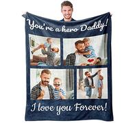 Easycosy Personalised Blanket Dad Gifts Custom Photo Blankets Dad Blanket Customised Birthday Anniversary Memorial Gifts for Daddy Men Grandad Boyfriend Husband from Son Daughter