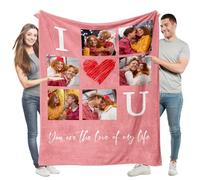 Easycosy Personalised Blanket Photo and Text Custom Blanket with Pictures for Adults Kids Throw Blanket Personalised Gifts for Women Men Him Her Customised Photo Gifts for Birthday Anniversary