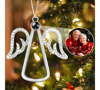 Easycosy Personalised Christmas Bauble Photo Ornaments | Christmas Tree Decorations, Indoor Home Decor, Custom Angel Pendant with Picture Inside, Memorial Xmas Women Men Gifts