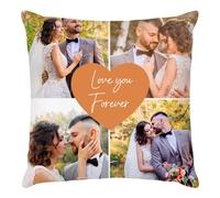Easycosy Personalised Pillow Case Cushion Cover 40 x 40 cm Custom Pillow Personalised Cushions with Photo Two-Sides Design Birthday Gifts Anniversary Wedding for Her Him - Optional Cushion Insert