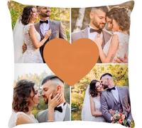 Easycosy Personalised Pillow Case Cushion Cover 45 x 45 cm Custom Pillow Personalised Cushions with Photo Two-Sides Design Birthday Gifts Anniversary Wedding for Her Him - Optional Cushion Insert