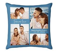 Easycosy Personalised Pillow Case Cushion Cover 45 x 45 cm Custom Pillow Personalised Cushions with Photo Two-Sides Design Birthday Gifts Anniversary Wedding for Her Him - Optional Cushion Insert