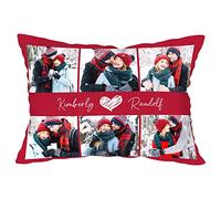 Easycosy Personalised Pillow Case Rectangle Cushion Cover 50 x 75 cm Custom Pillow Personalised Cushions with Photo Two-Sides Design Birthday Gifts Anniversary Wedding for Her Him - No Cushion Insert