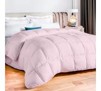 EASYCOT 10.5 Tog Down Alternative Comforter - 100% Egyptian Cotton Quilted Duvet Insert with Corner Tabs, Box Stitched, Fluffy All-Season Bedding, Ultra Soft Hotel Quality Blanket - (Pink, Emperor)