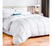 EASYCOT 10.5 Tog Down Alternative Comforter - 100% Egyptian Cotton Quilted Duvet Insert with Corner Tabs, Box Stitched, Fluffy All-Season Bedding, Ultra Soft Hotel Quality Blanket - (White, Emperor)