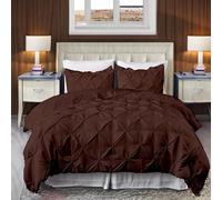 EASYCOT 800TC Diamond Pintuck Duvet Cover Egyptian Cotton 1 Piece Duvet Cover King Size Pinch Pleat Comfortable Hotel Quality Bedding set (Chocolet)