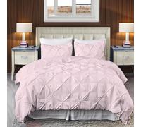 EASYCOT 800TC Diamond Pintuck Duvet Cover Egyptian Cotton 1 Piece Duvet Cover King Size Pinch Pleat Comfortable Hotel Quality Bedding set (Pink)