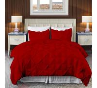 EASYCOT 800TC Diamond Pintuck Duvet Cover Set Egyptian Cotton 5 Piece Duvet Cover Set Pinch Pleat Comfortable Hotel Quality Bedding set - Red,Super King Size