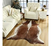 Easycozy Faux Cowhide Large Cow Print Rug - 4.6 x 5.2 Feet Thickened Elastic Rug for Bedroom, Living Room, Home Office, Western Decor