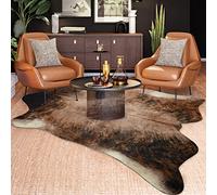 Easycozy Faux Cowhide Large Cow Print Rug - 5.2 x 6.2 Feet, Thickened Elastic for Bedroom, Living Room, Home Office, Western Decor
