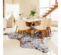 Easycozy Faux Cowhide Large Cow Print Rug - 5.2 x 6.2 Feet, Thickened Elastic for Bedroom, Living Room, Home Office, Western Decor