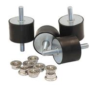 EASYEAH M10 Rubber Vibration Isolator Mounts Double Stud Shock Absorber Isolation Anti Vibration Silent-Blocks for Car Boat Bobbins Motors Compressors Pumps, 4pcs M10x28-40x30mm with 8pcs M10 LockNuts