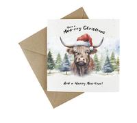EasyEco Easy Eco Wildflower Highland Cow Christmas Cards - Eco-Friendly - Pack Of 10
